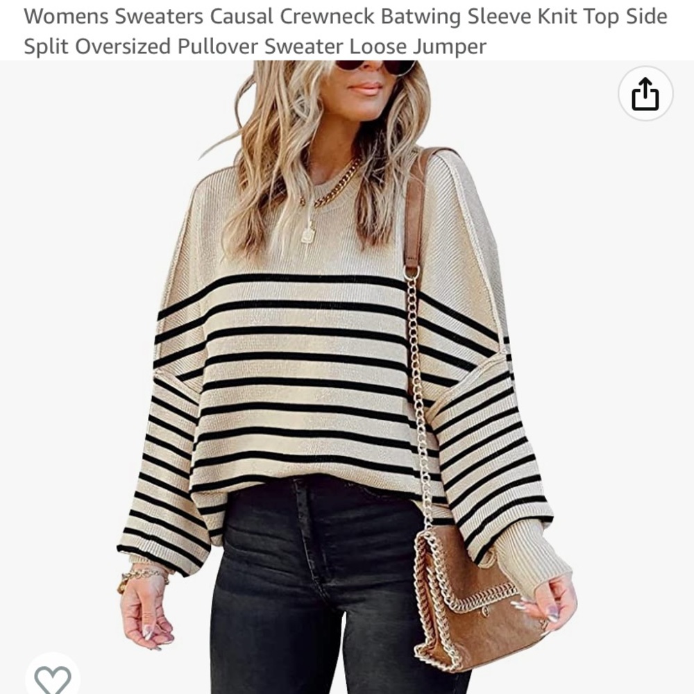 Womens Sweater Causal Crewneck Batwing Sleeve Oversized Pullover Loose Jumper